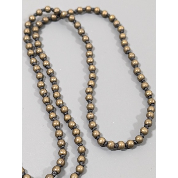 Retro Faux Turquoise Cross Y Drop Necklace Bronze Tone Bead Long Layering 30 in - Picture 6 of 7